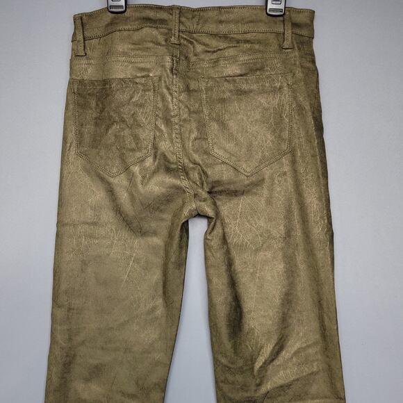 Tractr Pants Womens 6 Green Metallic Core Skinny Mid Rise Stretch Glam Rock Bold - Picture 12 of 16